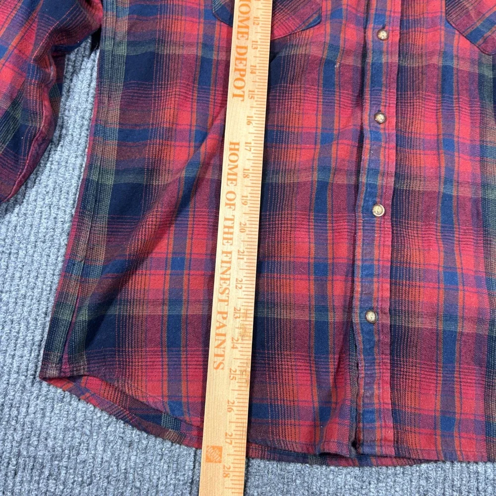 Levis Shirt Mens L Red Plaid Flannel Western Pearl Snap Long Sleeve RN117508
